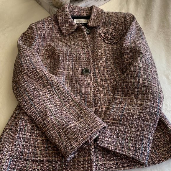 TAHARI by Arthur S. Levine - Rose/Brown Tweed Jacket - Size 8P - Picture 4 of 5